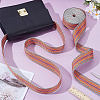 5 Yards Polyester Striped Jacquard Ribbon OCOR-WH0078-287B-5