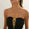 Elegant French Alloy Flower Tassel Necklace & Earrings Sets for Women YO1225-3