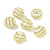 Striped Resin Rhinestone Beads OACR-A037-01G-1