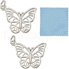 GOMAKERER 2Pcs 925 Sterling Silver Hollow Butterfly Charms STER-GO0001-52-1