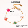 Flower Stainless Steel Glass Beaded Bracelets for Women FN9236-3-1