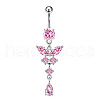 316L Surgical Stainless Steel Cubic Zirconia Butterfly Curved Barbell Dangle Belly Rings WGB11C1-08-2