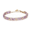 Round Natural Amethyst Beaded Bracelet BJEW-TA00038-02-1