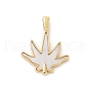 Brass Pave Natural White Shell Pendants KK-S522-20G-1