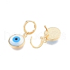 Shell & Synthetic Turquoise Evil Eye Dangle Leverback Earrings EJEW-N012-60-3