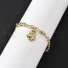 Brass Micro Pave Clear Cubic Zirconia Charm Bracelets BJEW-U020-19G-2