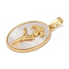 Rack Plating Brass Pave Shell Oval Pendants KK-U032-92G-06-2
