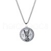 Non-Tarnish Retro Stainless Steel Archangel Michael Necklace Unisex Round Pendant Necklace SC0109-2-1