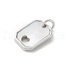 Brass Pave Natural White Shell Hollow Heart Rectangle Charms with Jump Rings KK-S522-16P-2