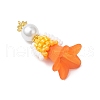 Glass Seed Beaded Flower Figurine Pendants PALLOY-MZ00686-05-3