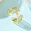 Brass Micro Pave Cubic Zirconia ABS Imitation Pearl Cuff Rings RJEW-D307-02G-B-4