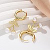 Cherry Brass Micro Pave Clear Cubic Zirconia & ABS Imitation Pearl Hoop Earrings EJEW-M077-01G-5