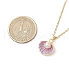 Alloy Enamel & ABS Plastic Imitation Pearl Shell Shape Pendant Necklaces NJEW-JN05173-3