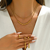 Vintage Stainless Steel Round Beaded Double-Layer Necklaces & Earrings & Cuff Rings Set for Women Party GW6989-3