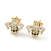 Bees Real 18K Gold Plated Brass Stud Earrings EJEW-L269-089G-1