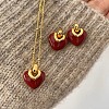 Special-Interest Style Alloy Enamel Stud Earrings & Pendant Necklaces Sets FS-WGC026C-01-3