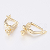 Brass Micro Pave Cubic Zirconia Hoop Earring Findings with Latch Back Closure ZIRC-K075-37G-2