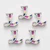 Brass Cubic Zirconia Slide Charms ZIRC-S063-01L-P-1