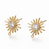 Brass Clear Cubic Zirconia Stud Earring Findings X-ZIRC-Q021-073G-NF-2