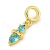 Rack Plating Brass Pave Light Blue Cubic Zirconia Lipstick European Dangle Charms KK-Z067-53G-2