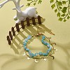 Brass Moon and Star Charms & Seed Flower Double Layer Multi-strand Bracelet for Women BJEW-JB08848-2