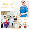 HOBBIESAY 16Pcs 2 Styles Medical Theme Alloy Enamel Heartbeat Stethoscope Nurse Cap Pendant Keychains KEYC-HY0001-05-5