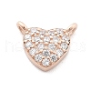 925 Sterling Silver Micro Pave Clear Cubic Zirconia Heart Charms STER-A034-01RG-1