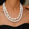 Acrylic Round Horse Eye Double Layer Beaded Necklaces for Women HK8812-3-2