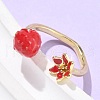 Brass with Enamel Cuff Open Rings for Women RJEW-Q019-01B-G-3