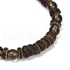 Natural Coconut Rondelle Beads Stretch Bracelets for Women BJEW-JB11635-01-4