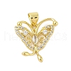 Butterfly Rack Plating Brass Micro Pave Cubic Zirconia Pendants KK-Z074-72G-1