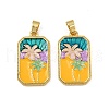 Brass Enamel Pendants KK-L190-012G-2