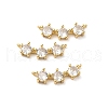 Rack Plating Brass Pave Clear Cubic Zirconia Connector Charms KK-O142-31G-1