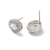 Clear Cubic Zirconia Oval Stud Earrings EJEW-K093-15P-2