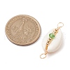 7Pcs 7 Colors Natural Cowrie Shell & Faceted Glass & Brass Bead Connetctor Charms PALLOY-JF02665-3