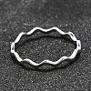 Anti-Tarnish Rhodium Plated 925 Sterling Silver Minimalist Wave Finger Ring for Women JR873A-4