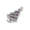Christmas Series Brass Micro Pave Cubic Zirconia Pendants KK-Q010-01P-05-2