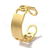 PVD Vacuum Plating 201 Stainless Steel Rectangle Open Cuff Rings for Women RJEW-C092-04G-1