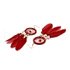 Feather Woven Net Chandelier Earrings EJEW-H090-01F-3