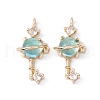 Brass Micro Pave Clear Cubic Zirconia Pendants ZIRC-P100-04G-2