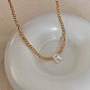 Natural Shell Initial Pendant Glass Beaded Pendant Necklaces FS-WG76541-18-1