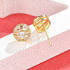 Flat Round Brass Micro Pave Clear Cubic Zirconia Stud Earrings EJEW-H162-04G-3