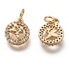 Brass Micro Pave Clear Cubic Zirconia Charms ZIRC-C020-52G-2