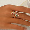 Brass Micro Pave Cubic Zirconia Finger Rings for Women JL0610-3-3