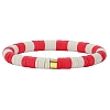Polymer Clay Heishi Surfer Stretch Bracelet with 304 Stainless Steel Beaded BJEW-SW00114-05-1