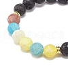 Natural Lava Rock & Weathered Agate(Dyed) Round Beaded Stretch Bracelet BJEW-JB08399-02-4