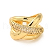 Brass Micro Pave Clear Cubic Zirconia Open Cuff Rings for Women RJEW-A048-06G-2