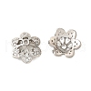 6-Petal Flower Brass Micro Pave Clear Cubic Zirconia Bead Caps KK-V008-32P-1