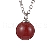 Round Gemstone Pendant Necklaces NJEW-JN04718-01-4