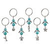 Tibetan Style Alloy Synthetic Turquoise Angel Keychains KEYC-JKC01216-2